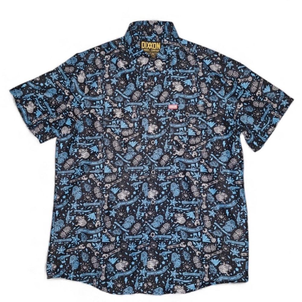 DIXXON MEN’S BLUE THE JERRY OG PARTY SHIRT SIZE LARGE